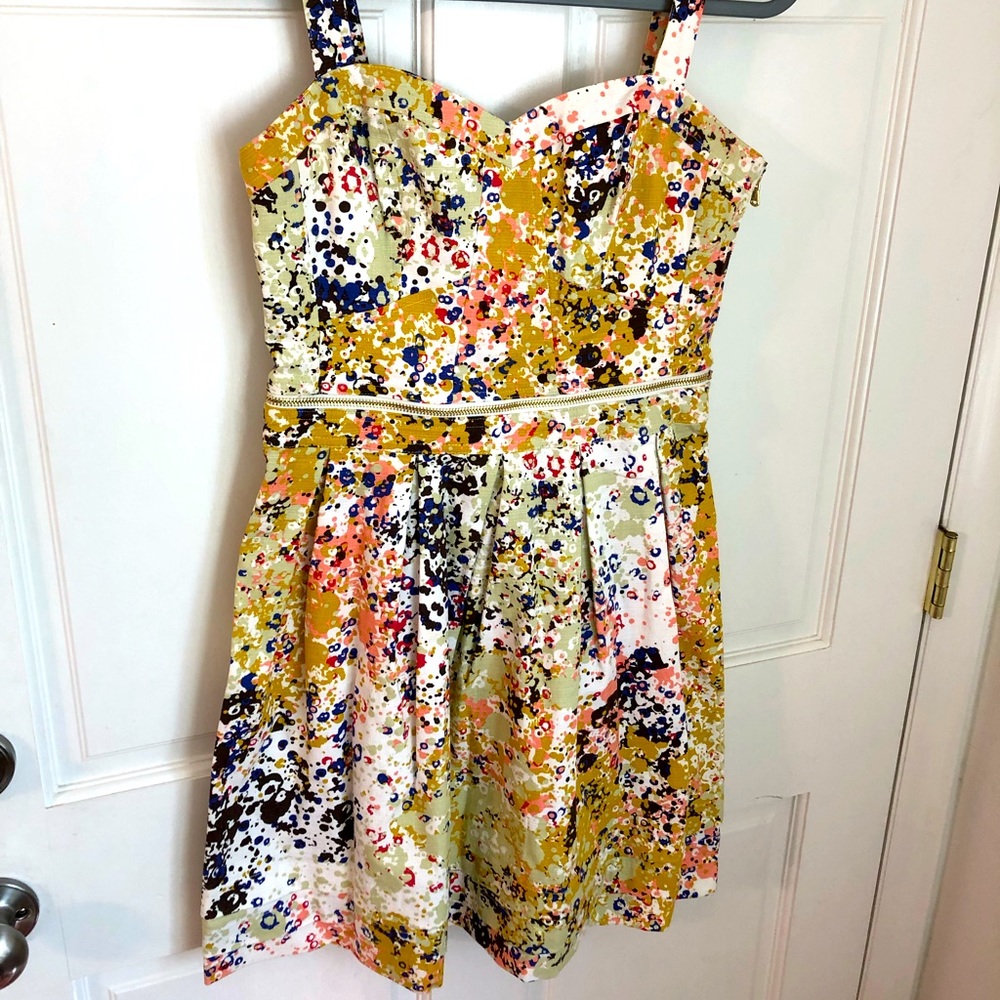 Guess Los Angeles Fit Flare Crop Top Paint Spatter Sundress Streetwear 6